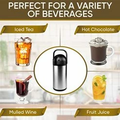 Top 10 ❤️ 101 Oz Airpot Thermal Coffee Carafe - Insulated Stainless Steel Coffee Dispenser With Pump - Thermal Beverage Dispenser - Thermos Coffee Carafe For Keeping Hot Coffee & Tea Hot For 12 Hours - Cresimo ⭐ -Small Appliance Parts Shop 51HvjlpT8jL
