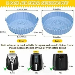 Best reviews of ✨ 2 Pack Air Fryer Silicone Pot Bowl, Anglecai 6.5 Inch Air Fryers Silicone Basket Round Heat Resistant Reusable Replacement Liner Air Fryers Oven Accessories For 1-3 Qt Airfryer (Blue+Yellow) ⌛ -Small Appliance Parts Shop 51JraaDf21L