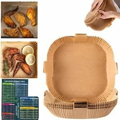 Best Pirce 🎁 PADIMAT Air Fryer Disposable Paper Liner - 50PCS 7.9In Square Non-Stick Insert Parchment Paper Liners, Oil-proof, Water-proof Cooking Baking Roasting Filter Sheet For Airfryer Basket, Microwave, Oven, Dryer Natural-square 🔥 -Small Appliance Parts Shop 51LY3diGmL. AC