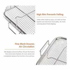 Hot Sale 🛒 Eyourlife 2 Piece Stainless Steel Air Fryer Basket For Oven, 12.8 X 9.6 Inch Crisper Tray And Basket For Oven, Oven Air Fry Mesh Basket Set, Air Fryer Oven Basket For Fries/Bacon/Chicken(Silver) 🎁 -Small Appliance Parts Shop 51LZ0zlu7UL