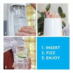 Best Sale 🎁 SodaStream Fizzi One Touch Sparkling Water Maker (White) With CO2 And BPA Free Bottle & Carbonating Bottle, 1 Liter, White (Pack Of 2) 🌟 -Small Appliance Parts Shop 51Li48c6BdL 1
