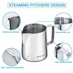 Best deal π€© GLOBOTECH Milk Frothing Pitcher Latte Cup - Stainless Steel Pitcher Latte Art Espresso Machine Accessories Steaming Pitcher Cappuccino Coffee Milk Frother Cups 12 Oz (350ml)β¦ 02 Blue β 18 Best deal π€© GLOBOTECH Milk Frothing Pitcher Latte Cup - Stainless Steel Pitcher Latte Art Espresso Machine Accessories Steaming Pitcher Cappuccino Coffee Milk Frother Cups 12 Oz (350ml)β¦ 02 Blue β -Small Appliance Parts Shop 51NhcBQZzZL