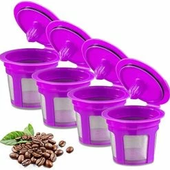Best deal ✔️ Kicovitifa Reusable K Cups, 4 Pack Universal Fit Reusable Coffee Filters With Food Grade Stainless Steel Mesh Eco-Friendly Coffee Reusable Pods For Keurig 1.0 And 2.0 Brewers (Black) 🔔 -Small Appliance Parts Shop 51QnA1NH3S. AC