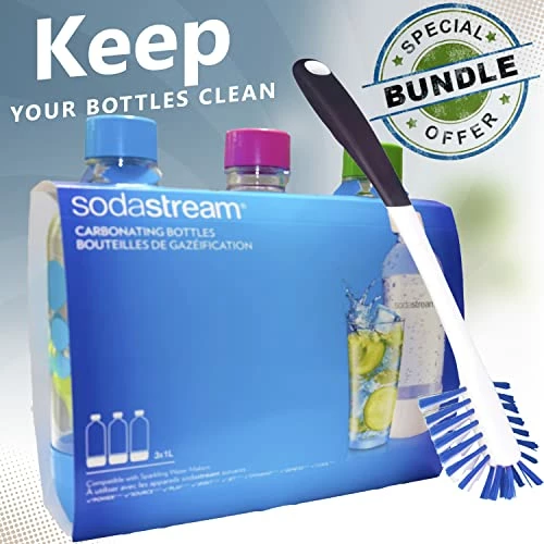 Best Pirce ✨ Soda Stream 3 Pack Original Sodastream Reusable Sparkling Water Carbonating Bottles 1L 1 Liter Bundle With Kidscare 14 Inch Bottle Cleaning Brush ⌛ 4 Best Pirce ✨ Soda Stream 3 Pack Original Sodastream Reusable Sparkling Water Carbonating Bottles 1L 1 Liter Bundle With Kidscare 14 Inch Bottle Cleaning Brush ⌛ - Image 2
