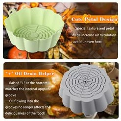 Flash Sale ✨ 2 Pack Air Fryer Silicone Liners, TEMPLUS 7.5inch Air Fryer Silicone Pot Reusable Food Safe Round Bowl, Easy Cleaning Air Fryer Silicone Basket BPA Free Accessories Fits 3 To 5 QT Air Fryers 2 Pack - Green / Gray ⭐