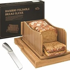 Top 10 🧨 Vriccc Bamboo Bread Slicer With Serrated Bread Knife, Adjustable Bread Slicer Guide With 3 Thickness Size, Foldable Compact Chopping Cutting Board With Crumb Tray, Great For Homemade Bread, Cakes, Bagels 🛒 -Small Appliance Parts Shop 51T7m7m1HMS. AC