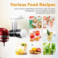 Outlet 🔔 Slow Juicer Attachment For Kitchen Aid Stand Mixers Replacement, Masticating Juicer Accessories For All Kitchen Aid Mixers By Aikeec, Cold Pressed Juicer Parts, Great For Fruits And Vegetables, White ✨ -Small Appliance Parts Shop 51XW4x5FcfL