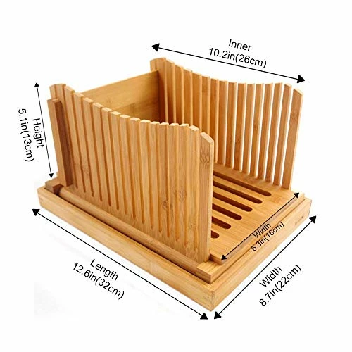 Outlet 🔔 PURENJOY Bamboo Foldable Bread Slicer Compact Bread Slicing Guide With Crumb Catcher Tray For Homemade Bread Thickness Adjustable… Clear 😍 4 Outlet 🔔 PURENJOY Bamboo Foldable Bread Slicer Compact Bread Slicing Guide With Crumb Catcher Tray For Homemade Bread Thickness Adjustable… Clear 😍 - Image 2