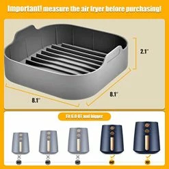 New 😀 Air Fryer Silicone Liners Square, Reusable Silicone Pots For Food Safe With Heat-Proof Gloves, Air Fryers Oven Accessories Liners Basket, 8 Inch For 4 To 7 QT(1 PACK) 💯 -Small Appliance Parts Shop 51aYVIJHJWL