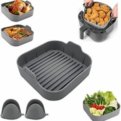 New 😀 Air Fryer Silicone Liners Square, Reusable Silicone Pots For Food Safe With Heat-Proof Gloves, Air Fryers Oven Accessories Liners Basket, 8 Inch For 4 To 7 QT(1 PACK) 💯 -Small Appliance Parts Shop 51cfq8ky3ZL. AC