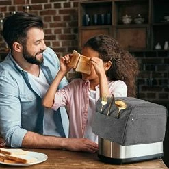 Deals 😀 2 Slice Toaster Cover, Toaster Bags With Pockets, Bread Toaster Oven Dustproof Cover, Toaster Storage Bag, Appliance Covers For Kitchen Small Appliance, Fingerprint Protection, Gift For 👩 Women (S, Grey) ⌛ -Small Appliance Parts Shop 51fTXO6yHyL
