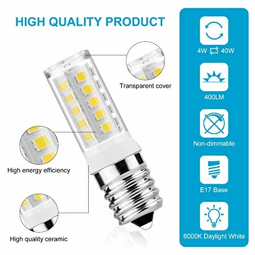 Top 10 ๐ฅ JandCase Microwave Light Bulbs Under Hood, Ceramic E17 LED Bulbs 40 Watt Equivalent, Daylight White 6000K Appliance Bulbs For Refrigerator,Microwave, Oven, Stove Hood, Non-Dimmable, 2Pack ๐ฅ 4 Top 10 ๐ฅ JandCase Microwave Light Bulbs Under Hood, Ceramic E17 LED Bulbs 40 Watt Equivalent, Daylight White 6000K Appliance Bulbs For Refrigerator,Microwave, Oven, Stove Hood, Non-Dimmable, 2Pack ๐ฅ - Image 2