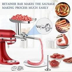Buy ❤️ Metal Food Grinder Attachment For KitchenAid Stand Mixers, BQYPOWER Meat Grinder Attachment Included 2 Sausage Stuffer Tubes, 3 Grinding Blades, 3 Grinding Plates Silver 🌟 -Small Appliance Parts Shop 51i1paafp0S