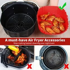 Buy 💯 MaMix Silicone Air Fryer Liners 2 Pack，8 Inch Reusable Air Fryer Pot For 4 To 7 QT Air Fryer Inserts For Oven Microwave Accessories (Red+Grey) 👏 -Small Appliance Parts Shop 51jLczCpg2L