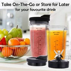 Budget 🥰 Revorit Blender Replacement Parts For Ninja, 2 24oz Cups With To-Go Lids, 7 Fins Extractor Blade, For Nutri Ninja Auto IQ BN801 BL480-30 BL640-30 BL642-30 NN100-30 BL2012 (2 Pack) ❤️ -Small Appliance Parts Shop 51np0pJPqML