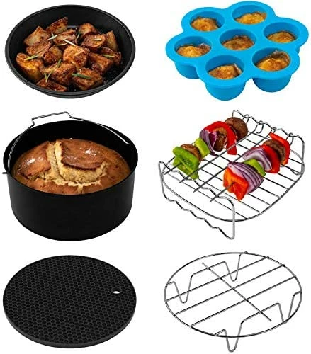 Best Sale 👍 COSORI Air Fryer Accessories, Set Of 6 Fit For Most 5.8Qt And Larger Oven Cake & Pizza Pan, Metal Holder, Skewer Rack & Skewers, Etc, BPA Free, Nonstick 🧥 Coating, Dishwasher Safe, Black 👍 8 Best Sale 👍 COSORI Air Fryer Accessories, Set Of 6 Fit For Most 5.8Qt And Larger Oven Cake & Pizza Pan, Metal Holder, Skewer Rack & Skewers, Etc, BPA Free, Nonstick 🧥 Coating, Dishwasher Safe, Black 👍 - Image 6