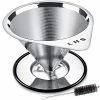 Top 10 ✔️ Pour Over Coffee Dripper Stainless Steel LHS Slow Drip Coffee Filter Metal Cone Paperless Reusable Single Cup Coffee Maker 1-2 Cup With Non-slip Cup Stand And Cleaning Brush Golden Mesh 1-2 Cups ⭐