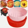 Outlet ❤️ Silicone Air Fryer Liners, [Premium Quality] G3 2-Pack 8.5" 5QT Or Bigger Reusable Air Fryer Silicone Basket, Easy To Clean, Air Fryers Silicone Pot, Air Fryer Oven Accessories (Pink&Red) 🛒