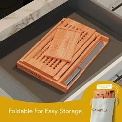 Wholesale ✨ Casavala Bamboo Bread Slicer | Bread Loaf Slicing Machine With Crumbs Tray | Easy To Use Foldable Bread Cutter | Adjustable Slice Sizes | Bread Cutting Guide With Sharp Bread Knife & Storage Bag 🔔 -Small Appliance Parts Shop 51pHxPGsnRL