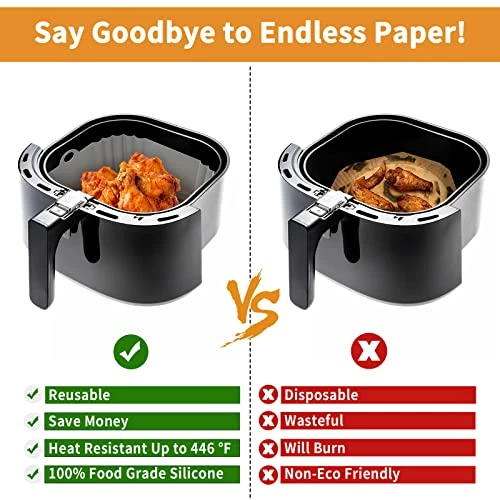 Deals βοΈ OUTXE 2-Pack Square Silicone Air Fryer Liners 8 Inch For 4 To 7 QT Reusable Air Fryer Pot Air Fryer Inserts For Oven Microwave Accessories (Grey+Pink) π 5 Deals βοΈ OUTXE 2-Pack Square Silicone Air Fryer Liners 8 Inch For 4 To 7 QT Reusable Air Fryer Pot Air Fryer Inserts For Oven Microwave Accessories (Grey+Pink) π - Image 3