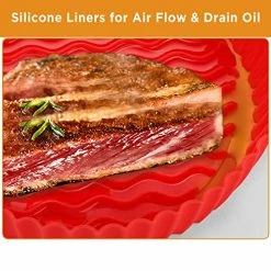 Discount 🧨 OUTXE 2-Pack Silicone Air Fryer Liner 7.5inch Reusable Air Fryer Silicone Basket Heat Resistant Easy Cleaning Air Fryers Silicone Pot Round For 3 To 5 Qt For Air Fryer Oven Accessories (Pink+Red) Red+pink 👏 -Small Appliance Parts Shop 51r9R3QxL5L