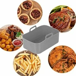 Cheap 🛒 2pcs Air Fryer Silicone Pot For Ninja Foodi Dual DZ201 | Reusable Silicone Air Fryer Liner | Rectangle Air Fryer Basket For Ninja 8 QT Air Fryer | Easy Cleaning Food Safe Air Fryer Accessories (Gray) 🎁 -Small Appliance Parts Shop 51rINcP3IrL