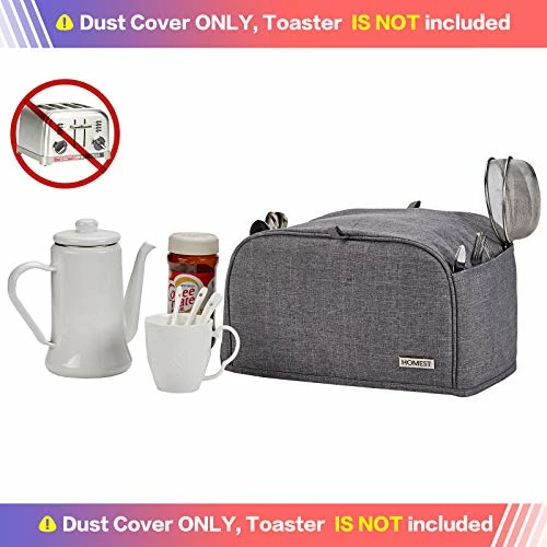 Wholesale π HOMEST 4 Slice Toaster Cover With Pockets, Can Hold Jam Spreader Knife & Toaster Tongs, Dust And Fingerprint Protection, Machine Washable, Grey(Cover Only) π 7 Wholesale π HOMEST 4 Slice Toaster Cover With Pockets, Can Hold Jam Spreader Knife & Toaster Tongs, Dust And Fingerprint Protection, Machine Washable, Grey(Cover Only) π - Image 5