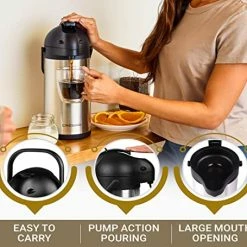 Top 10 ❤️ 101 Oz Airpot Thermal Coffee Carafe - Insulated Stainless Steel Coffee Dispenser With Pump - Thermal Beverage Dispenser - Thermos Coffee Carafe For Keeping Hot Coffee & Tea Hot For 12 Hours - Cresimo ⭐ -Small Appliance Parts Shop 51uJqUAOBkL