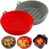 Best Sale 🔥 Air Fryer Silicone Liners, Combler Silicone Air Fryer Liners 2 Pcs, Food Safe Air Fryer Silicone Pot, Replacement Of Parchment Paper, Reusable Thick Silicone Air Fryer Basket Fits 3-5QT Air Fryer 2pcs Red & Grey 🛒
