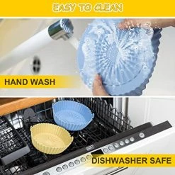 Best reviews of ✨ 2 Pack Air Fryer Silicone Pot Bowl, Anglecai 6.5 Inch Air Fryers Silicone Basket Round Heat Resistant Reusable Replacement Liner Air Fryers Oven Accessories For 1-3 Qt Airfryer (Blue+Yellow) ⌛ -Small Appliance Parts Shop 51wHm2IEatL