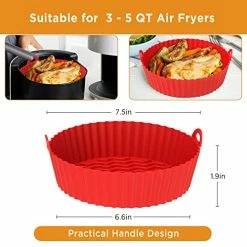 Discount 🧨 OUTXE 2-Pack Silicone Air Fryer Liner 7.5inch Reusable Air Fryer Silicone Basket Heat Resistant Easy Cleaning Air Fryers Silicone Pot Round For 3 To 5 Qt For Air Fryer Oven Accessories (Pink+Red) Red+pink 👏 -Small Appliance Parts Shop 51wYRuhuwPL