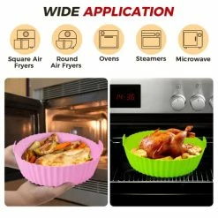 Flash Sale ✨ Buauty 3Pcs Air Fryer Silicone Liners 8inch Air Fryer Silicone Pot Reusable Food Grade Silicone Air Fryer Baking Tray Basket Accessories Replacement Of Flammable Disposable Parchment Paper Fit 3-7QT Airfryer Green+blue+pink 🛒 -Small Appliance Parts Shop 51x8VxcuNEL