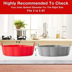 Best Pirce 😍 Eidsefe Air Fryer Silicone Liners, 2Pcs 7.5 " Safe Reusable Silicone Air Fryer Liners, Replacement Of Parchment Paper Air Fryer Silicone Pot, Easy Cleaning Air Fryer Accessories Basket Fits 3- 5QT Air Fryer 😀 -Small Appliance Parts Shop 51zB8WmC6AL