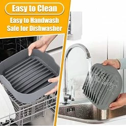 New 😀 Air Fryer Silicone Liners Square, Reusable Silicone Pots For Food Safe With Heat-Proof Gloves, Air Fryers Oven Accessories Liners Basket, 8 Inch For 4 To 7 QT(1 PACK) 💯 -Small Appliance Parts Shop 51zBUaX3MeL