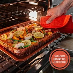 Cheapest 💯 Chef Pomodoro Copper Crisper Tray, Air Fryer Tray For Oven, Deluxe Air Fry In Your Oven, 2-Piece Set, Air Fryer Baking Pan, Air Fryer Basket For Oven (Rectangle - Large) ⌛ -Small Appliance Parts Shop 61lwgy1v0fL