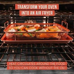Cheapest 💯 Chef Pomodoro Copper Crisper Tray, Air Fryer Tray For Oven, Deluxe Air Fry In Your Oven, 2-Piece Set, Air Fryer Baking Pan, Air Fryer Basket For Oven (Rectangle - Large) ⌛ -Small Appliance Parts Shop 61rmnxjkqyL